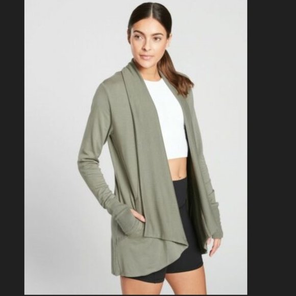 Athleta Sweaters - ATHLETA Pranayama Wrap Cardigan  Minimalistic Grey Studio Yoga